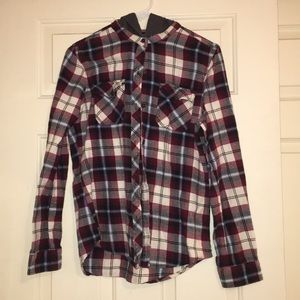Zumiez flannel button up with hoodie